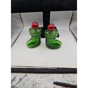 Lot Of 2 Christmas Ornaments Empty Avon Green Boots